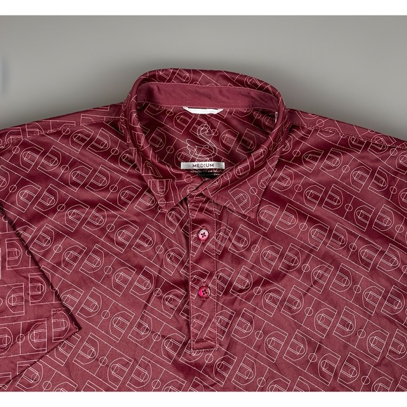 Swannies Other - Swannies Mens Size M Burgundy Basketball Court Graphic Short Sleeve Golf Polo